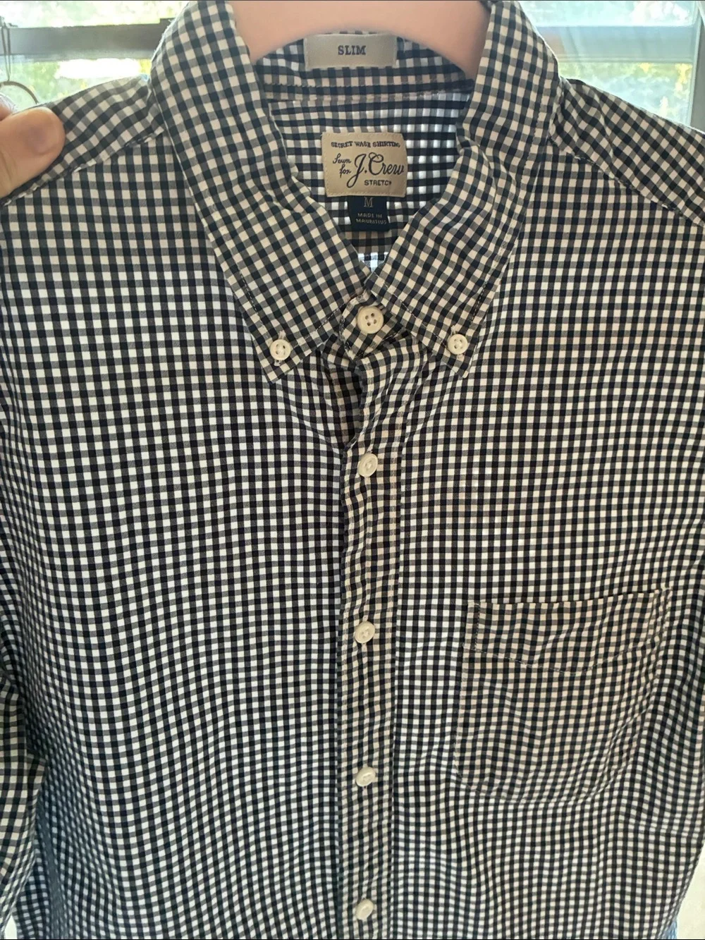 J. Crew Navy & White Gingham Button-Down Shirt